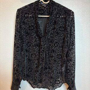Paige button front Black velvet blouse